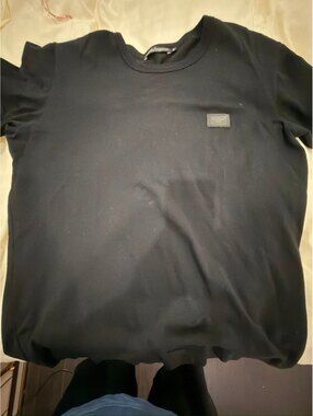 Dolce & Gabbana Black Crew Neck T-Shirt with Logo Patch
